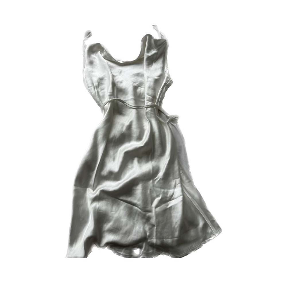 gorgeous mini silk dress with a cowl neck and (removable) tie around the waist!